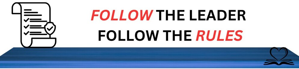 Follow the leader follow the rules banner